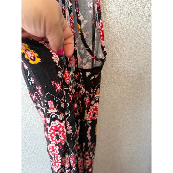 Material Girl Maxi Dress Black Boho Tribal Print Spaghetti Strap CrissCross Back - Picture 5 of 9